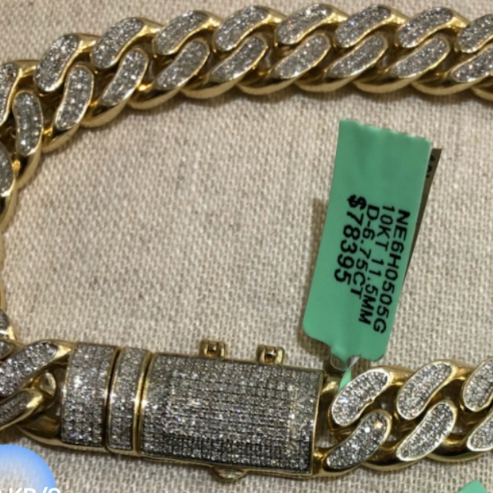 6.75ctw 10k yellow gold Miami cuban link